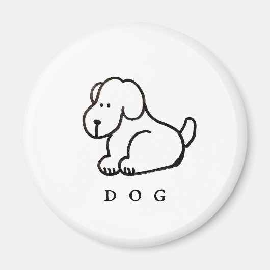 Funny Cartoon Sitting Dog Magneet (Voorkant)
