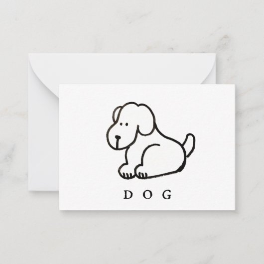 Funny Cartoon Sitting Dog Notitiekaartje (Voorkant)