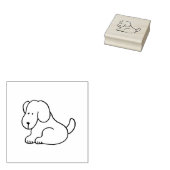 Funny Cartoon Sitting Dog Wood Art Stamp Rubberstempel (Gestempeld)