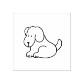 Funny Cartoon Sitting Dog Wood Art Stamp Rubberstempel (Afrduk)
