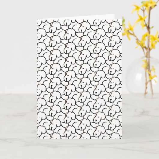 Funny Cartoon Sitting Dogs Kaart (Gele Bloem)