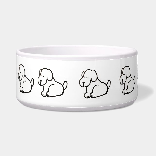 Funny Cartoon Sitting Dogs Pet Bowl Voerbakje (Voorkant)