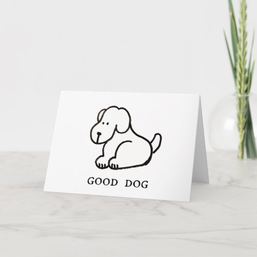 Funny Cartoon Sitting Good Dog Greeting Card Kaart (Voorkant)