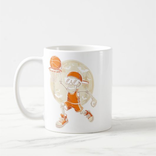 Funny Cartoon Skeleton Basketball Halloween Player Koffiemok (Links)