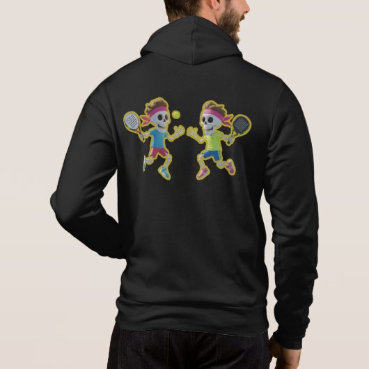 Funny Cartoon Skeletons Playing Padel Tennis – 3D  Hoodie (Achterkant)