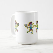 Funny Cartoon Skeletons Playing Padel Tennis – 3D  Koffiemok (Voorkant links)