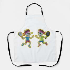 Funny Cartoon Skeletons Playing Padel Tennis – 3D  Schort