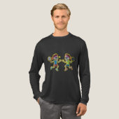Funny Cartoon Skeletons Playing Padel Tennis – 3D Tri-Blend Shirt (Voorkant)