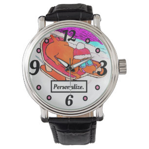 Funny Cartoon Slaping Cartoon Dog Persoonlijk Horloge