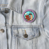 FUNNY CARTOON SNAIL GRAPHIC ROUND PIN BACK BUTTON (In situ)