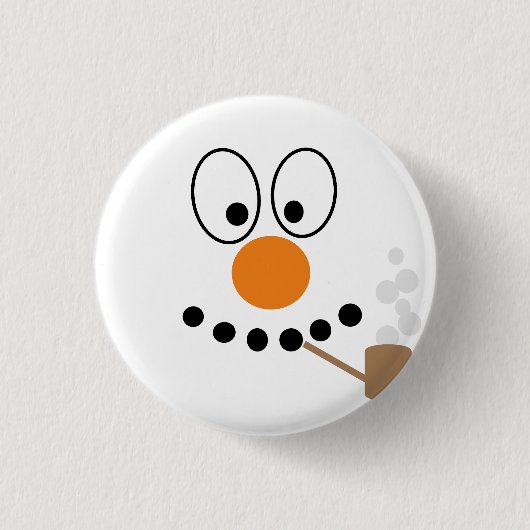 Funny Cartoon Sneeuwman Gezicht Kerstmis Ronde Button 3,2 Cm (Voorkant)