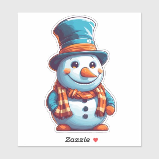 Funny cartoon Snowman Sticker (Vel)