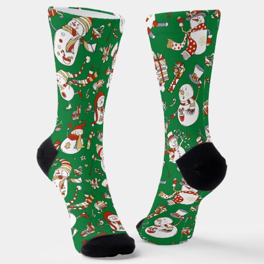 Funny Cartoon Snowmen kerstpatrooncenten Socks Sokken (Gebogen)
