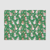 Funny Cartoon Snowmen kerstpatroop over groen Tissuepapier (Voorkant)