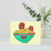 Funny cartoon spaghetti meatballen briefkaart (Staand voorkant)