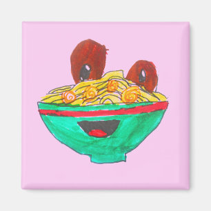 Funny cartoon spaghetti meatballen magneet