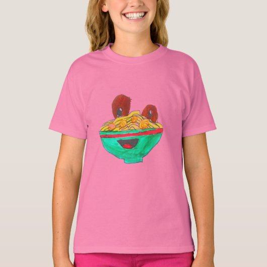 Funny cartoon spaghetti meatballen t-shirt (Voorkant)