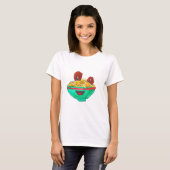 Funny cartoon spaghetti meatballen t-shirt (Voorkant volledig)