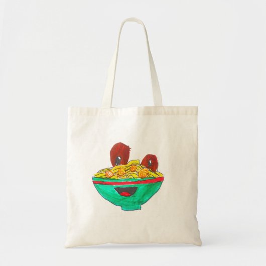 Funny cartoon spaghetti meatballen tote bag (Voorkant)