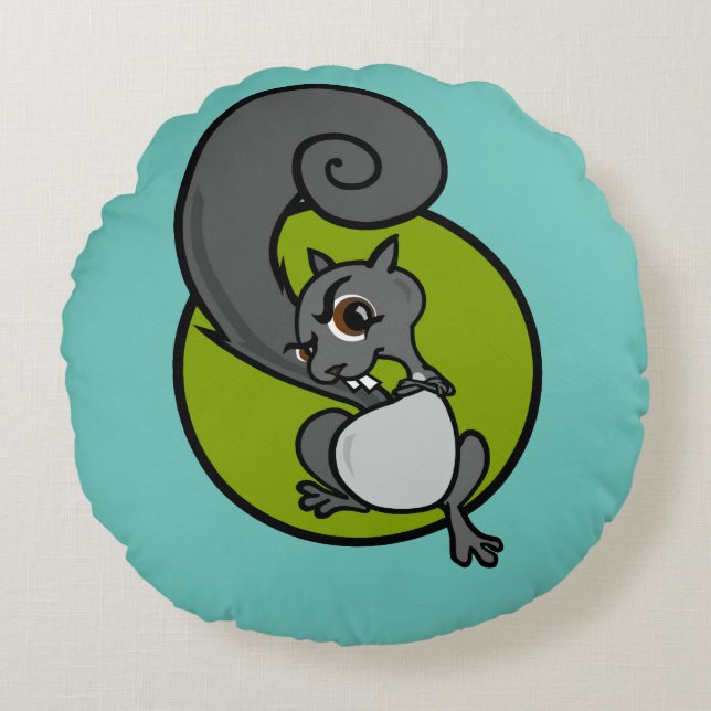 FUNNY CARTOON SQUIRREL ROUND SIERKUSSEN ROND KUSSEN (Voorkant)