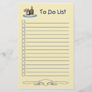 Funny Cartoon Stationery: Penguin en Walrus to-do Briefpapier