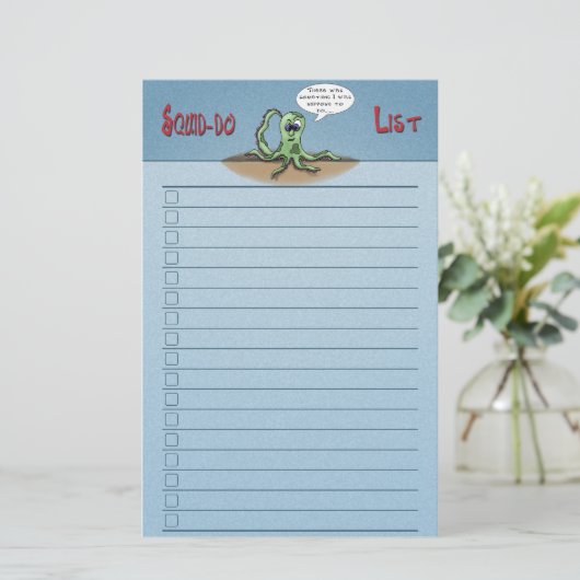 Funny Cartoon Stationery: Squid-do list check box (Staand voorkant)