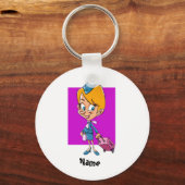 Funny cartoon stewardess sleutelhanger (Voorkant)