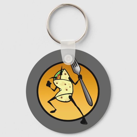 FUNNY CARTOON STYLE BURRITO ROUND SLEUTELHANGER (Voorkant)