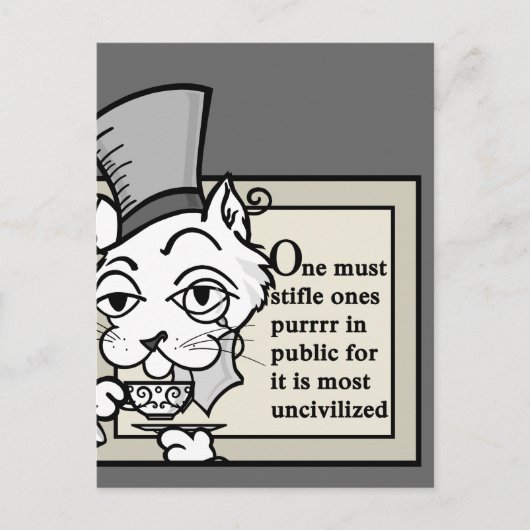 FUNNY CARTOON STYLE CAT MET TOP HAT BRIEFKAART (Voorkant)