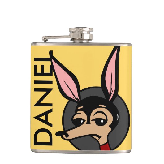FUNNY CARTOON STYLE DOG VINYL WRAPPED FLASK HEUPFLES (Voorkant)