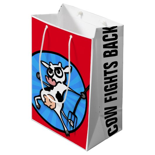 FUNNY CARTOON STYLE KOE MEDIUM MATTE GIFT BAG CADEAUZAKJE (Voorkant Gekanteld)