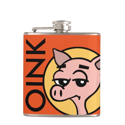 FUNNY CARTOON STYLE PIG VINYL WRAPPED FLASK HEUPFLES (Voorkant)