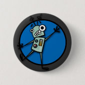 FUNNY CARTOON STYLE ROBOT GRAPHIC ROUND BUTTON (Voorkant)