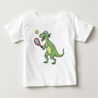 Funny Cartoon T-Rex Playing Tennis Dinosaur