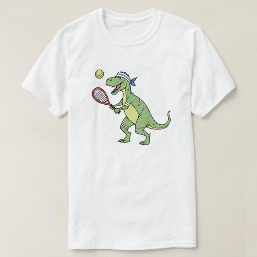 Funny Cartoon T-Rex Playing Tennis Dinosaur T-shirt (Design voorkant)