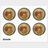 Funny Cartoon Thanksgiving Turkije Ronde Sticker (Vel)