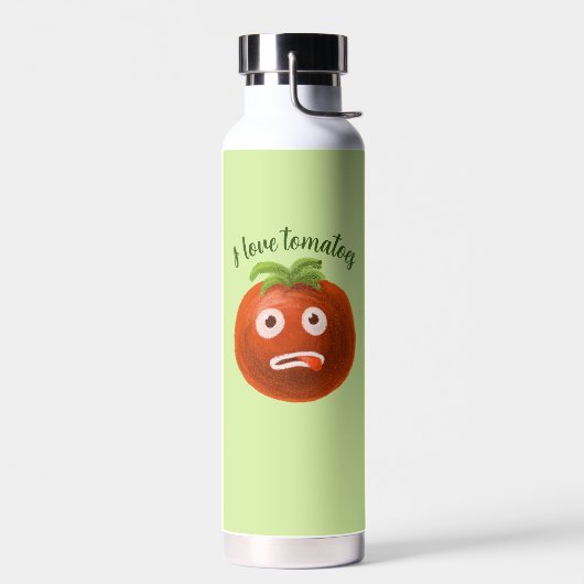 Funny Cartoon Tomato Green Vegan Vegetarian Waterfles (Links)