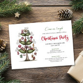 Funny cartoon tree editable Christmas invitation Kaart
