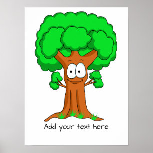 Funny Cartoon Tree gepersonaliseerd Poster