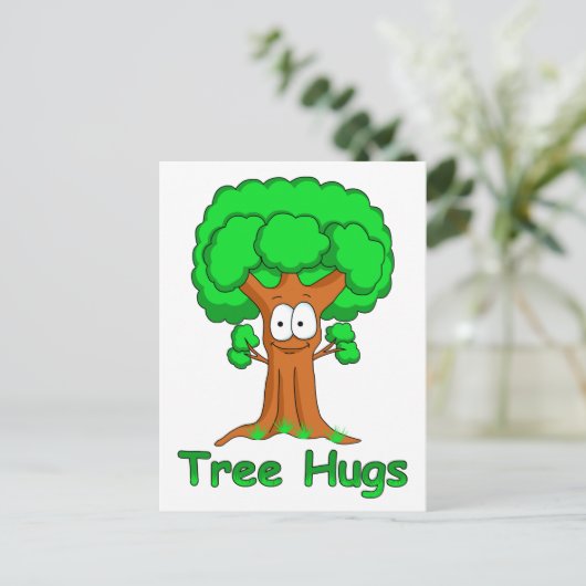 Funny Cartoon Tree Hugs Briefkaart (Staand voorkant)