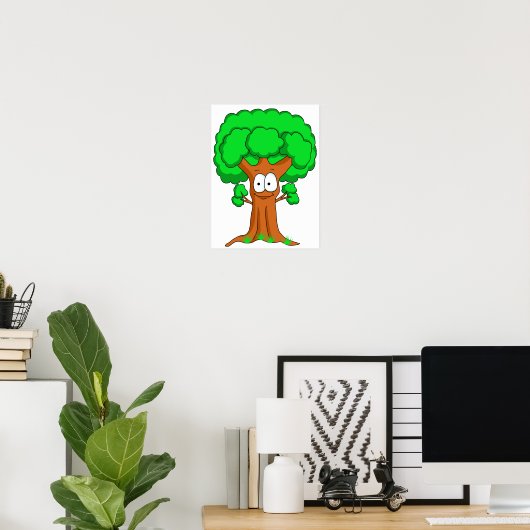 Funny Cartoon Tree Poster (Thuiskantoor)