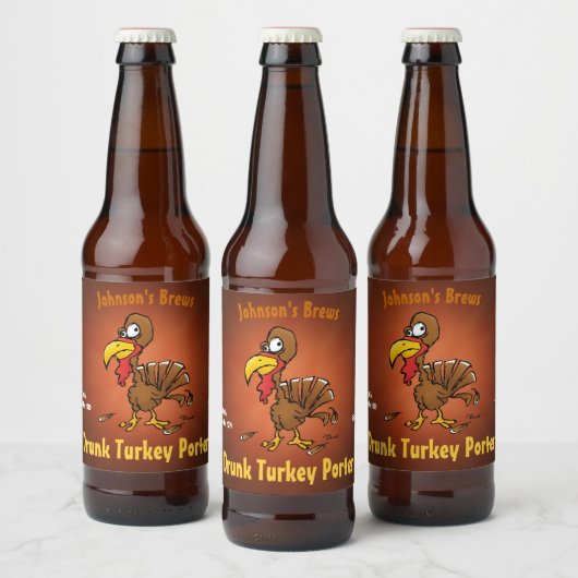 Funny Cartoon Turkey Homebrew Bier Etiket (Flessen)