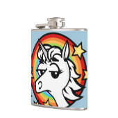 FUNNY CARTOON UNICORN EN RAINBOW GRAPHIC FLASK HEUPFLES (Links)
