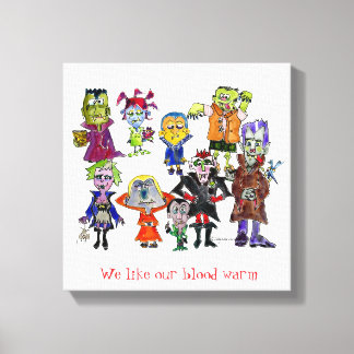 Funny Cartoon Vampires Canvas Afdruk