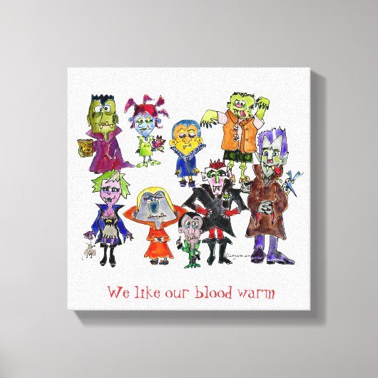 Funny Cartoon Vampires Canvas Afdruk (Voorkant)