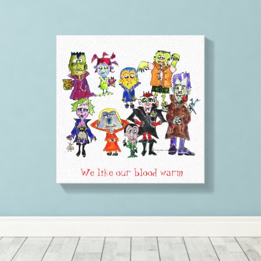 Funny Cartoon Vampires Canvas Afdruk (Insitu (Houten vloer))