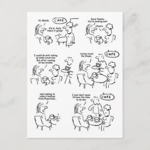 Funny Cartoon van vrouwen in een koffiewinkel Briefkaart