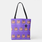 Funny Cartoon Varkensjaar Kies kleurentas 1 Monogr Tote Bag (Achterkant)