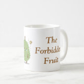 Funny Cartoon, Verboden fruit, Apple en Durian Koffiemok (Voorkant rechts)