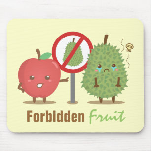 Funny Cartoon, Verboden fruit, Apple en Durian Muismat